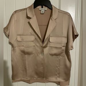 Rachel Zoe silk crop button up. Size medium